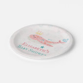 Boho Princess Whale Girl Babydusche Pappteller (Schrägansicht)