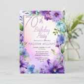 Boho-Princessblumen-Blumen-70. Geburtstagsfeier Einladung (Stehend Vorderseite)