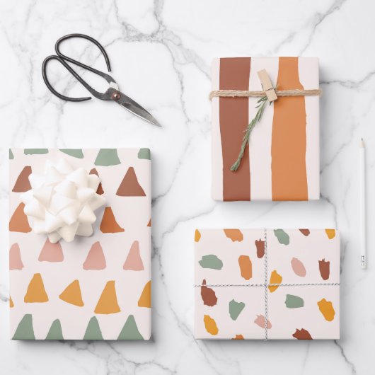Boho Print Doodle Shapes Happy Colours Patterns Geschenkpapier Set (Vorderseite)