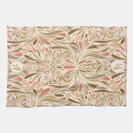 Boho Print mit Retro Monogram Geschirrtuch (Horizontal)