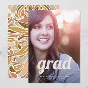 Boho Print mit Retro Type Foto Abschluss Einladung