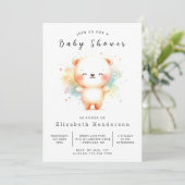 Boho Printable Bear Baby Dusche Einladung (Stehend Vorderseite)