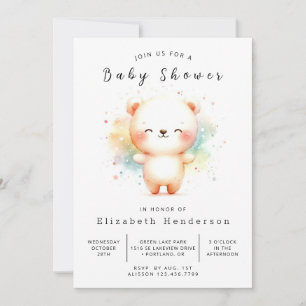 Boho Printable Bear Baby Dusche Einladung