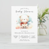 Boho Printable Bear Baby Dusche Einladung (Stehend Vorderseite)