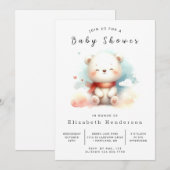 Boho Printable Bear Baby Dusche Einladung (Vorne/Hinten)