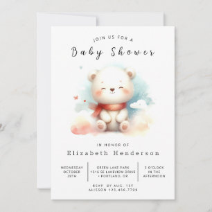 Boho Printable Bear Baby Dusche Einladung