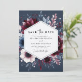 Boho Printable Burgundy Save The Date (Stehend Vorderseite)