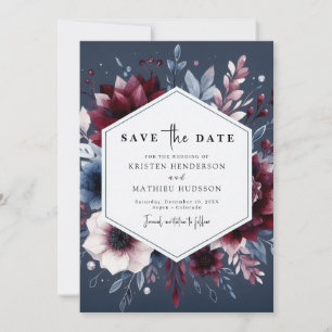 Boho Printable Burgundy Save The Date