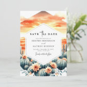 Boho Printable Cactus Wedding Save The Date (Stehend Vorderseite)
