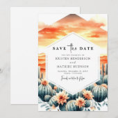 Boho Printable Cactus Wedding Save The Date (Vorne/Hinten)
