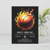Boho Printable Fun Basketball Geburtstag Einladung (Stehend Vorderseite)