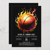 Boho Printable Fun Basketball Geburtstag Einladung (Vorne/Hinten)