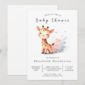 Boho Printable Giraffe Baby Dusche Einladung (Vorne/Hinten)
