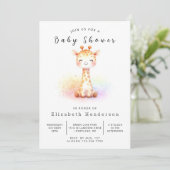 Boho Printable Giraffe Baby Dusche Einladung (Stehend Vorderseite)
