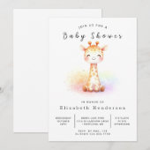 Boho Printable Giraffe Baby Dusche Einladung (Vorne/Hinten)