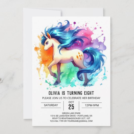 Boho Printable Horse Birthday Einladung (Vorderseite)