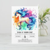 Boho Printable Horse Birthday Einladung (Stehend Vorderseite)