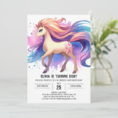 Boho Printable Horse Birthday Einladung (Stehend Vorderseite)
