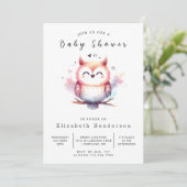 Boho Printable Owl Baby Dusche Einladung (Stehend Vorderseite)