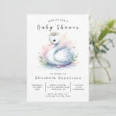 Boho Printable Swan Baby Shower Einladung (Stehend Vorderseite)