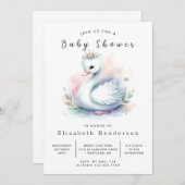 Boho Printable Swan Baby Shower Einladung (Vorne/Hinten)