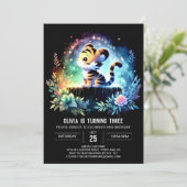 Boho Printable Tiger Birthday Einladung (Stehend Vorderseite)