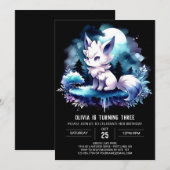 Boho Printable Wolf Birthday Einladung (Vorne/Hinten)