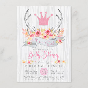 Boho-Prinzessin-Geweih-Stammes-Baby-Shower-Einladu Einladung