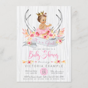 Boho-Prinzessin Tribal-Geweih-Baby-Shower-Einladun Einladung