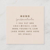 Boho Private Potterie Keramik Classes Cream Pastel Quadratische Visitenkarte (Rückseite)