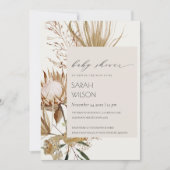 Boho Protea Dried Palm Floral Baby Shower Einladun Dankeskarte (Vorderseite)