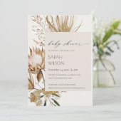 Boho Protea Dried Palm Floral Baby Shower Einladun Dankeskarte (Stehend Vorderseite)