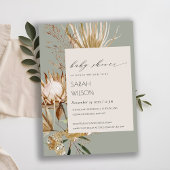 Boho Protea Dried Palm Floral Baby Shower Einladun Dankeskarte