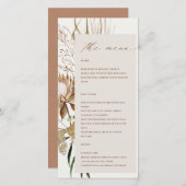 Boho Protea Dried Palm Floral Wedding Menu Card Dankeskarte (Vorne/Hinten)