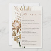 Boho Protea Dried Palm Floral Wedding Menu Card Einladung (Vorderseite)