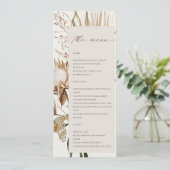 Boho Protea Dried Palm Floral Wedding Menu Card Einladung (Stehend Vorderseite)
