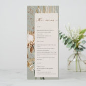 Boho Protea Dried Palm Floral Wedding Menu Card Einladung (Stehend Vorderseite)