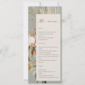 Boho Protea Dried Palm Floral Wedding Menu Card Einladung (Vorderseite)