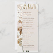 Boho Protea Dried Palm Floral Wedding Program Einladung (Rückseite)