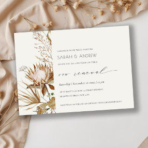 Boho Protea Dry Palm Floral Vow Renewal Einladung