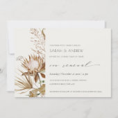 Boho Protea Dry Palm Floral Vow Renewal Einladung (Vorderseite)