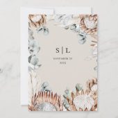 Boho Protea Neutral Pampas Wedding Einladung (Rückseite)