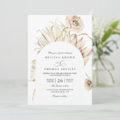 Boho-Protea-Pampas-Gras-Rustikale-QR-Code-Hochzeit Einladung (Stehend Vorderseite)