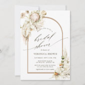 Boho Protea Pampas Grass Floral Arch Brautparty Einladung (Vorderseite)