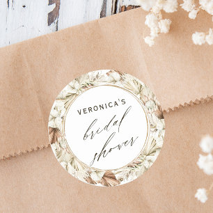 Boho Protea Pampas Grass Floral Brautparty Runder Aufkleber