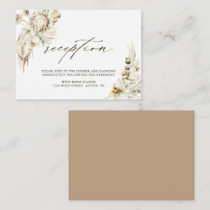 Boho Protea Pampas Grass Floral Hochzeitsempfang  Begleitkarte