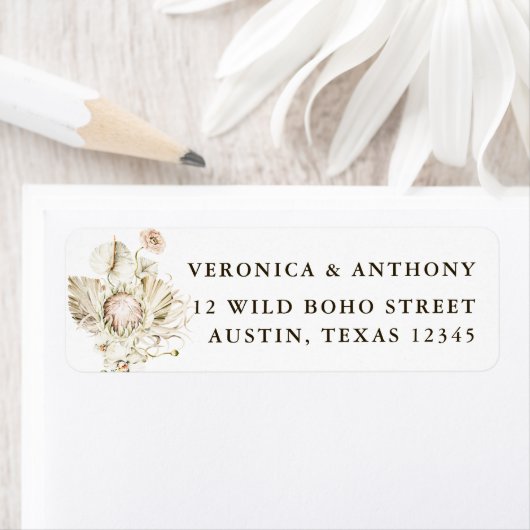 Boho Protea Pampas Grass Floral Rücksendeadresse (Insitu)