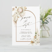 Boho Protea Pampas Grass Floral Wedding Foto Save The Date (Stehend Vorderseite)