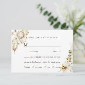 Boho Protea Pampas Grass Floral Wedding RSVP Karte (Stehend Vorderseite)
