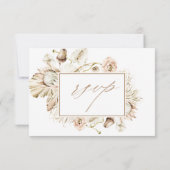 Boho Protea Pampas Grass Floral Wedding RSVP Karte (Rückseite)